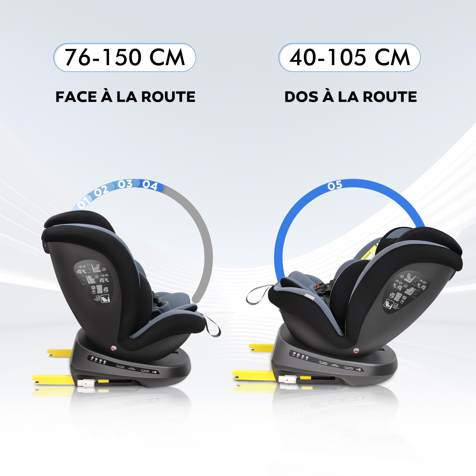 Reecle i-Size Siège Auto 360° Pivotant ISOFIX 40-150 cm, de la naissance à 12 ans (0-36 kg), ECE R129